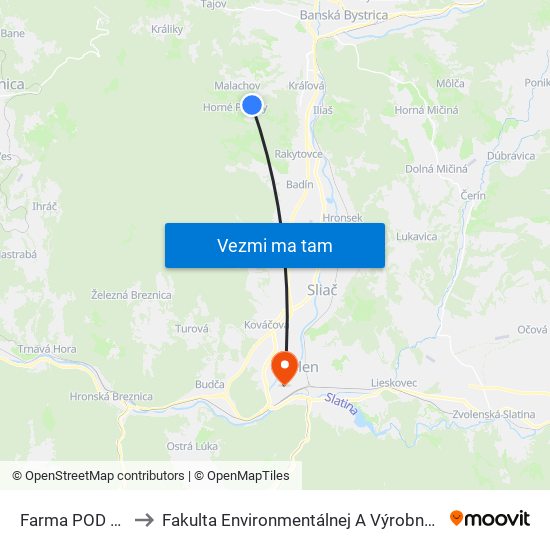 Farma POD Pršanmi to Fakulta Environmentálnej A Výrobnej Technicky Tuzvo map