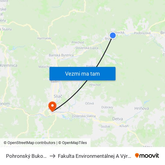 Pohronský Bukovec - Horáreň to Fakulta Environmentálnej A Výrobnej Technicky Tuzvo map