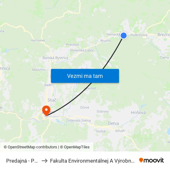 Predajná - Pri Moste to Fakulta Environmentálnej A Výrobnej Technicky Tuzvo map