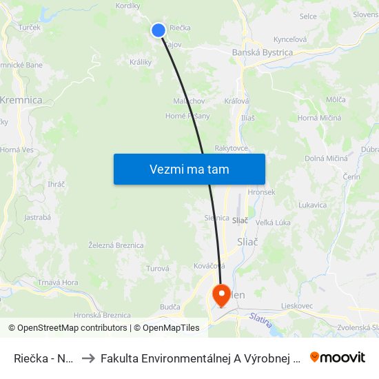 Riečka - Nevolné to Fakulta Environmentálnej A Výrobnej Technicky Tuzvo map