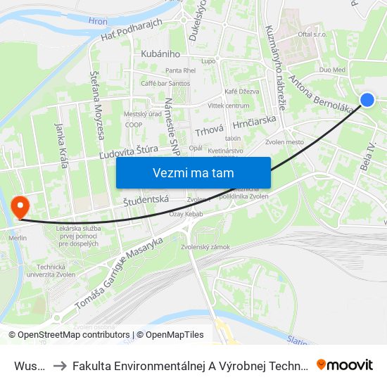 Wusam to Fakulta Environmentálnej A Výrobnej Technicky Tuzvo map