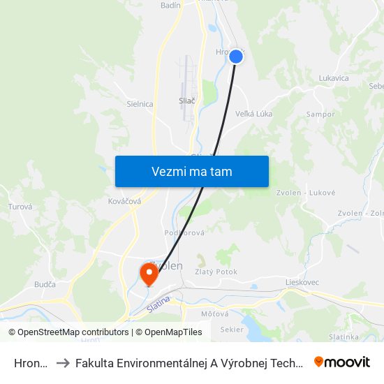 Hronsek to Fakulta Environmentálnej A Výrobnej Technicky Tuzvo map