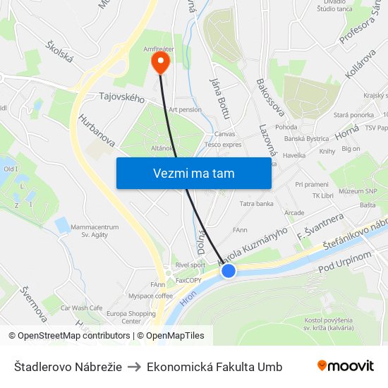 Štadlerovo Nábrežie to Ekonomická Fakulta Umb map