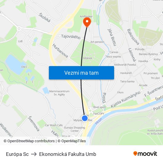 Európa Sc to Ekonomická Fakulta Umb map