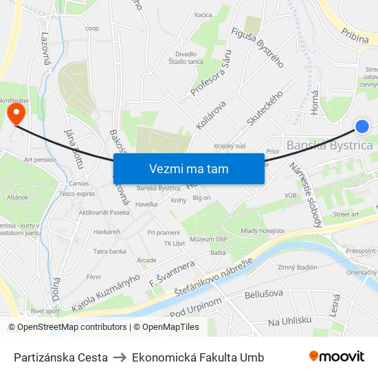 Partizánska Cesta to Ekonomická Fakulta Umb map