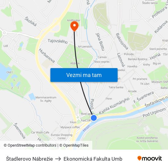 Štadlerovo Nábrežie to Ekonomická Fakulta Umb map