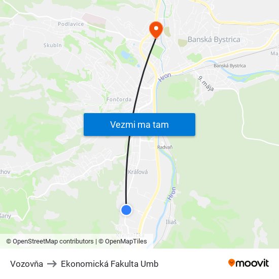 Vozovňa to Ekonomická Fakulta Umb map