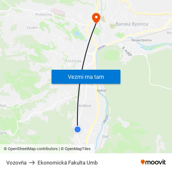 Vozovňa to Ekonomická Fakulta Umb map