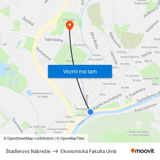 Štadlerovo Nábrežie to Ekonomická Fakulta Umb map