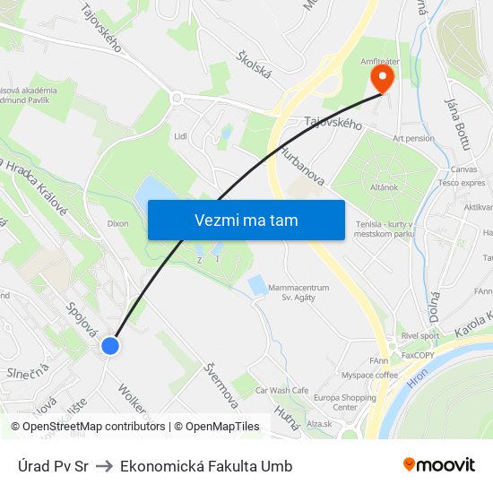 Úrad Pv Sr to Ekonomická Fakulta Umb map