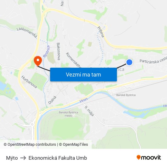 Mýto to Ekonomická Fakulta Umb map