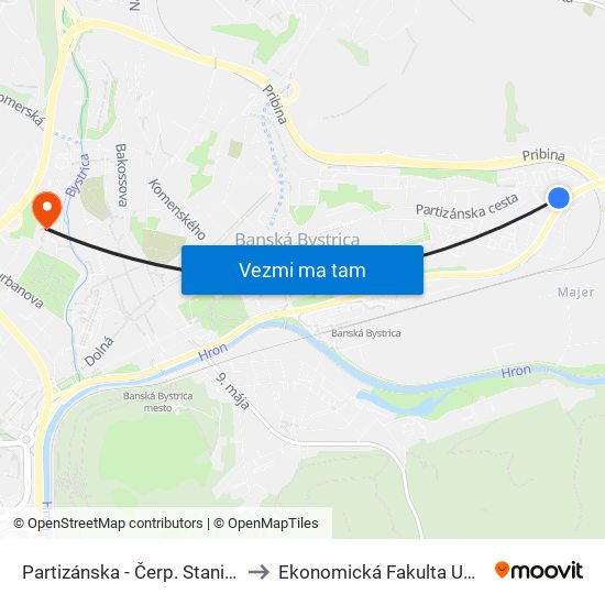 Partizánska - Čerp. Stanica to Ekonomická Fakulta Umb map