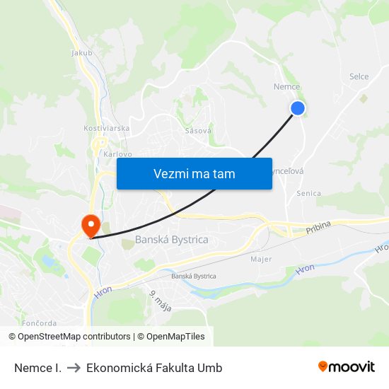 Nemce I. to Ekonomická Fakulta Umb map