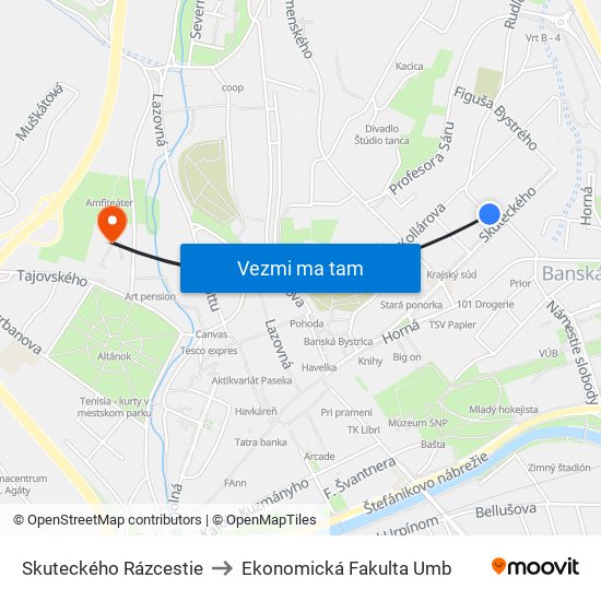 Skuteckého Rázcestie to Ekonomická Fakulta Umb map