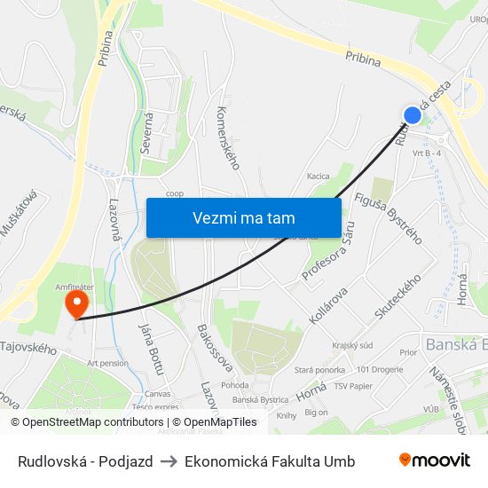 Rudlovská - Podjazd to Ekonomická Fakulta Umb map