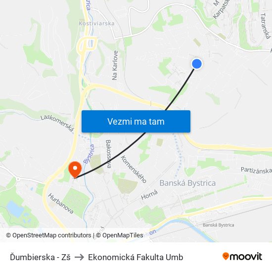 Ďumbierska - Zš to Ekonomická Fakulta Umb map