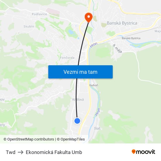 Twd to Ekonomická Fakulta Umb map