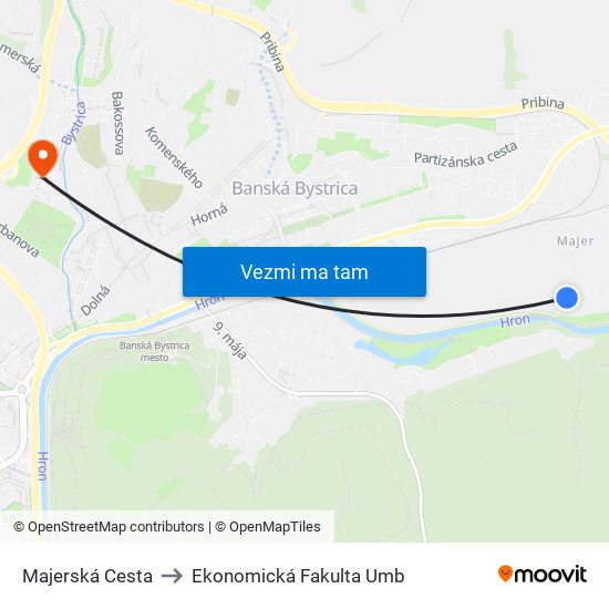 Majerská Cesta to Ekonomická Fakulta Umb map