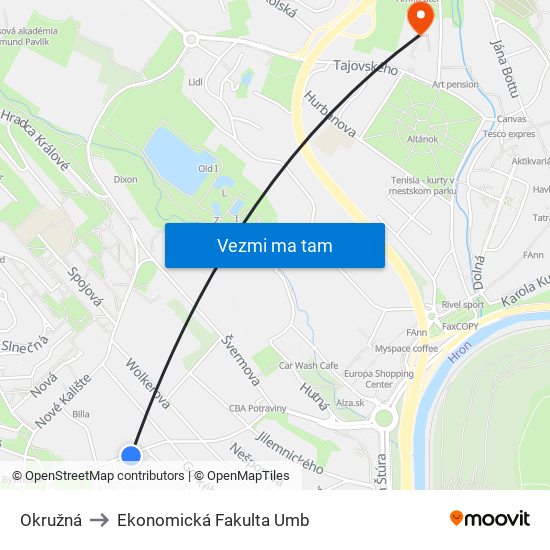 Okružná to Ekonomická Fakulta Umb map