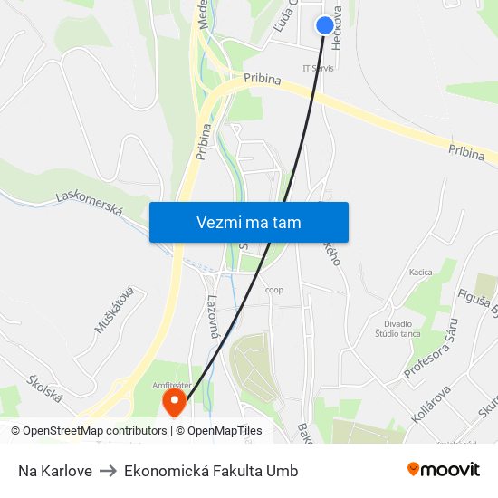 Na Karlove to Ekonomická Fakulta Umb map