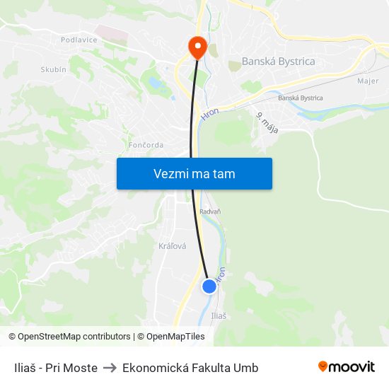 Iliaš - Pri Moste to Ekonomická Fakulta Umb map