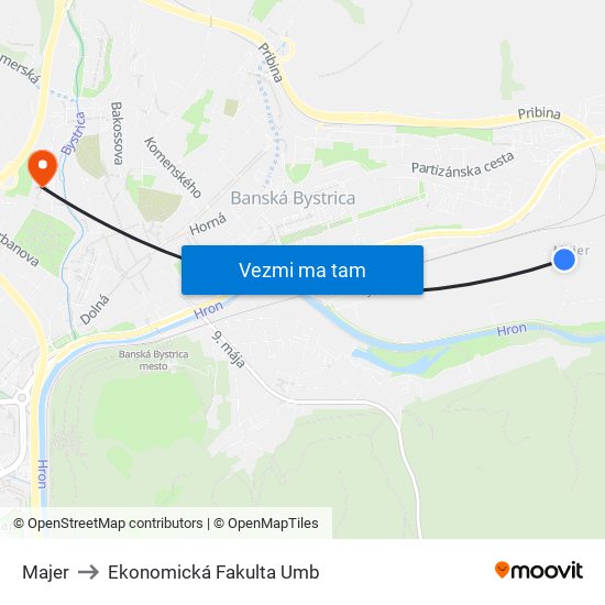 Majer to Ekonomická Fakulta Umb map