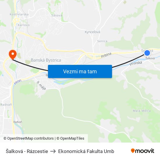 Šalková - Rázcestie to Ekonomická Fakulta Umb map