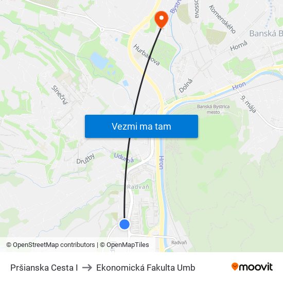 Pršianska Cesta I to Ekonomická Fakulta Umb map