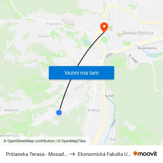 Pršianska Terasa - Mosadzná to Ekonomická Fakulta Umb map