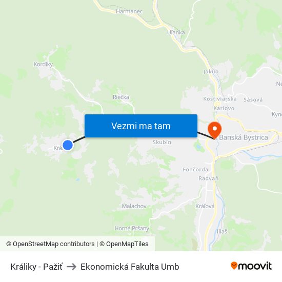 Králiky - Pažiť to Ekonomická Fakulta Umb map