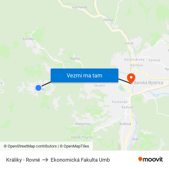 Králiky - Rovné to Ekonomická Fakulta Umb map