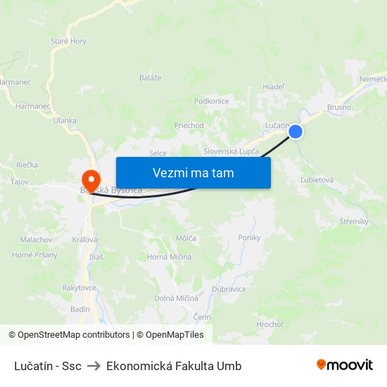 Lučatín - Ssc to Ekonomická Fakulta Umb map