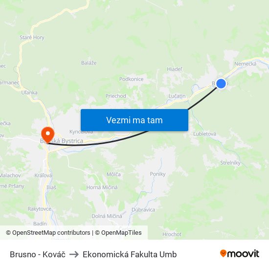 Brusno - Kováč to Ekonomická Fakulta Umb map