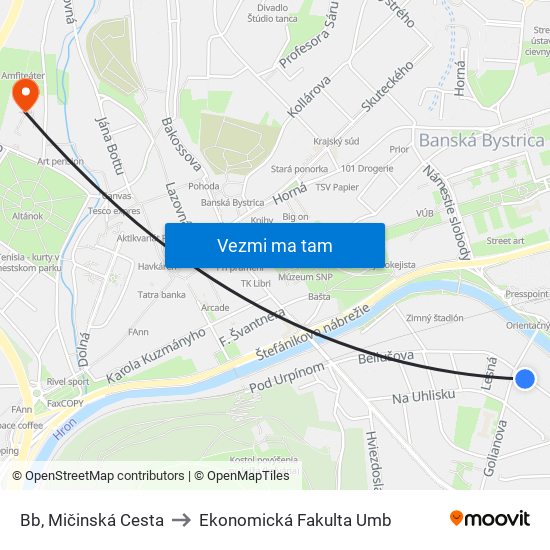 Bb, Mičinská Cesta to Ekonomická Fakulta Umb map