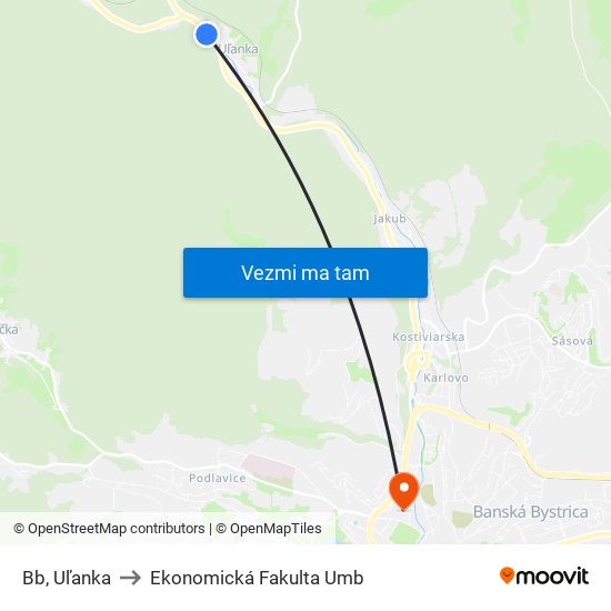 Bb, Uľanka to Ekonomická Fakulta Umb map