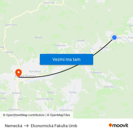 Nemecká to Ekonomická Fakulta Umb map