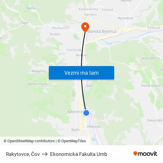 Rakytovce, Čov to Ekonomická Fakulta Umb map