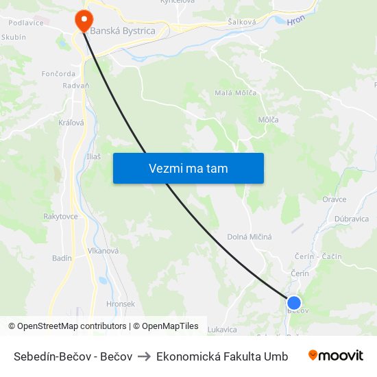 Sebedín-Bečov - Bečov to Ekonomická Fakulta Umb map