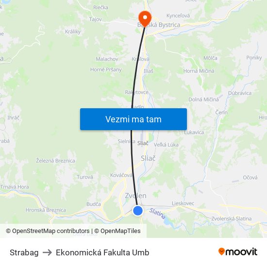 Strabag to Ekonomická Fakulta Umb map