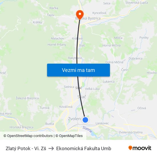 Zlatý Potok - Vi. Zš to Ekonomická Fakulta Umb map