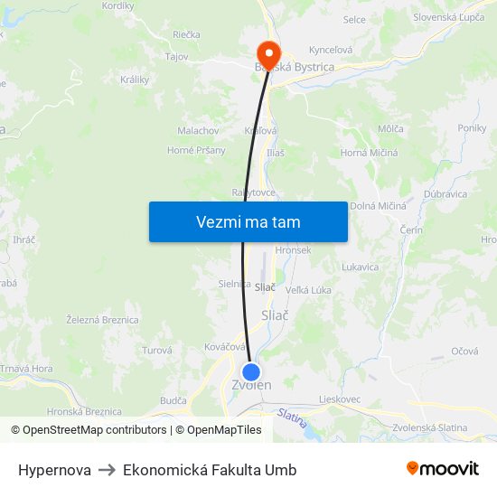 Hypernova to Ekonomická Fakulta Umb map