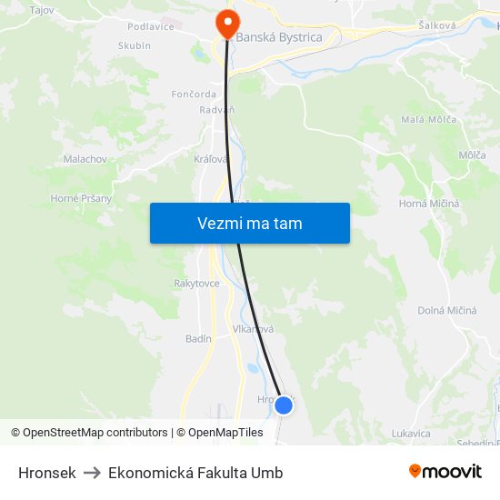 Hronsek to Ekonomická Fakulta Umb map