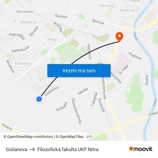 Golianova to Filozofická fakulta UKF Nitra map