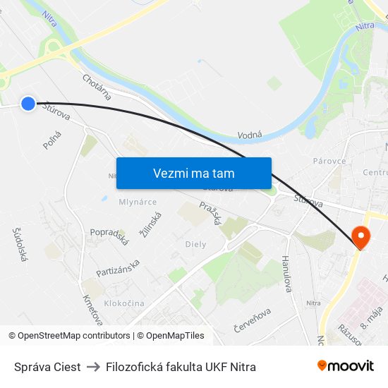 Správa Ciest to Filozofická fakulta UKF Nitra map