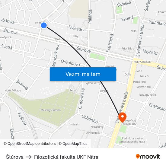 Štúrova to Filozofická fakulta UKF Nitra map