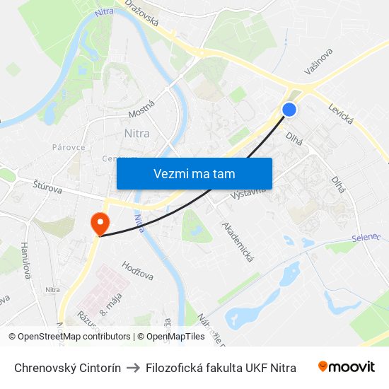 Chrenovský Cintorín to Filozofická fakulta UKF Nitra map