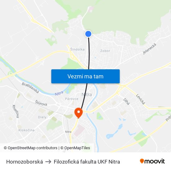 Hornozoborská to Filozofická fakulta UKF Nitra map