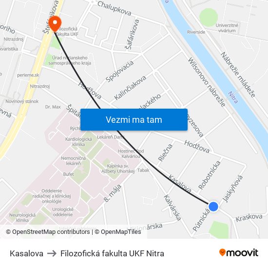 Kasalova to Filozofická fakulta UKF Nitra map