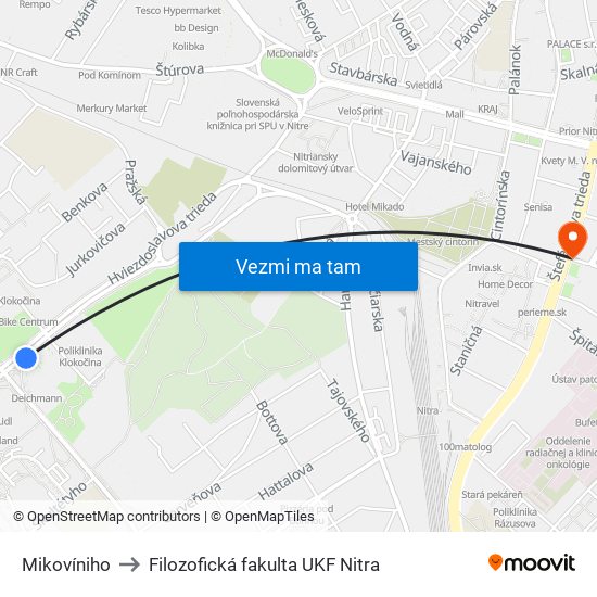 Mikovíniho to Filozofická fakulta UKF Nitra map