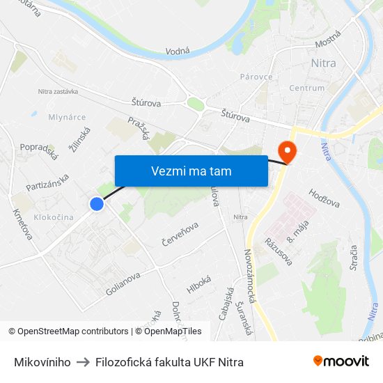 Mikovíniho to Filozofická fakulta UKF Nitra map